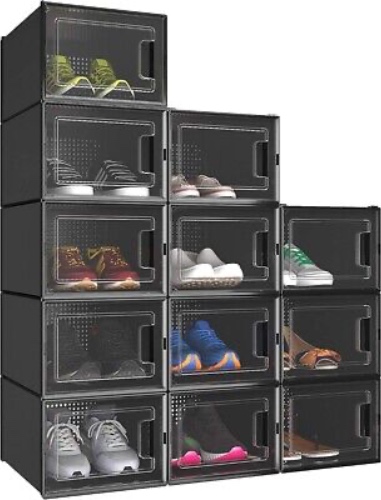 YITAHOME Shoe Box, 12Pcs Stackable Shoe Containers, 35.1 x 24.9 x 18.5cm  | eBay