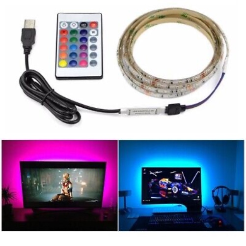 RGB USB LED Light Strip Multi Colour Changing Remote Control TV Laptop SMD UK  | eBay