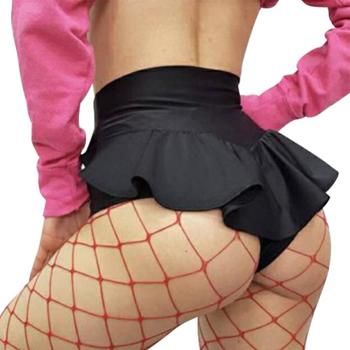 Women's Ruffle High Waisted Yoga Shorts Booty Hot Panties Butt Lifting Short Workout Gym Dance Shorts Clubwear - Medium - Black