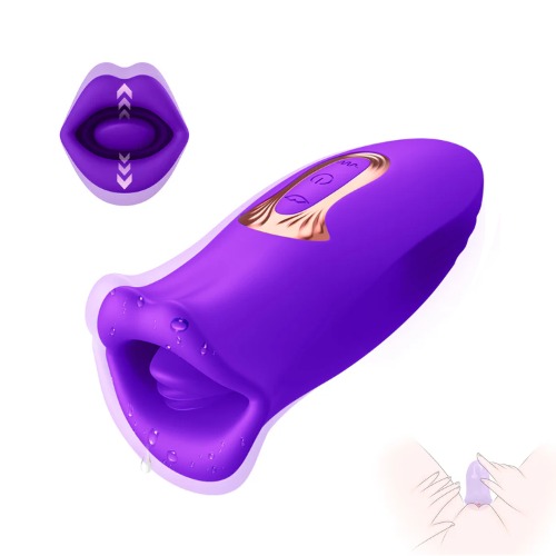 Clitoral Vibrator with Kissing Lips & Vibrating Tongue | Purple