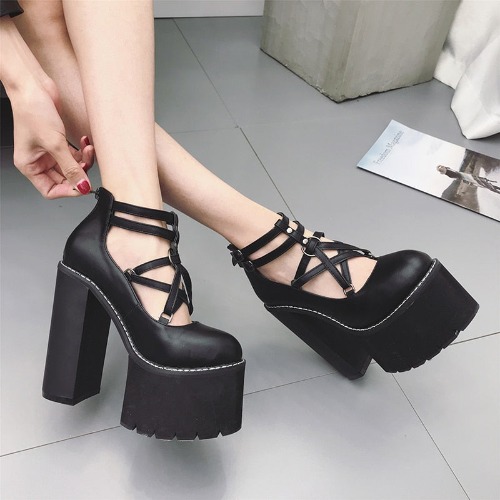 Black Gothic Chunky Footwear - black shoes / 6.5