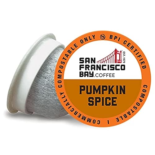San Francisco Bay Compostable Coffee Pods - Pumpkin Spice (80 Ct) K Cup Compatible including Keurig 2.0, Flavored, Medium Roast - Pumpkin Spice - 80 Count (Pack of 1)