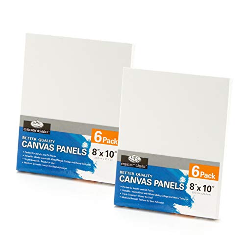 Royal & Langnickel Essentials 8x10 Triple Gessoed Canvas Panel Value Pack, for Oil and Acrylic Painting, 12 Pack - 8x10" - 12pk