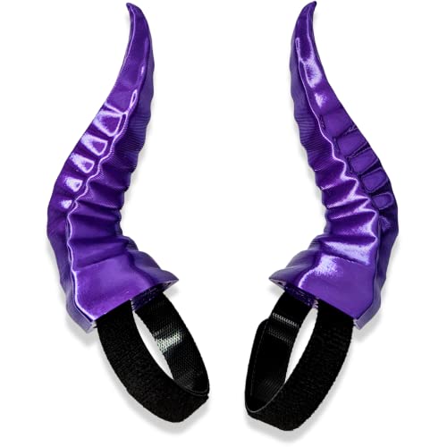 BeamTeam3D Spiky Devil Horns for Headphones - Demon Headphone Attachment in Various Colors with Self Fastener - Cosplay Devil Ears for Gamers and Streamers (Set of 2) (Silk Dark Purple) - Silk Dark Purple