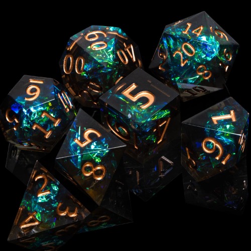 ARUOHHA DND Dice Set Resin Sharp Edge Dice 7Pcs D&D Dice Set for Dungeons and Dragons RPG Warhammer Polyhedral Dice D + D Role Playing Dice with Gift Box Handmade D and D Dice D20 D12 D10 D8 D6 D4