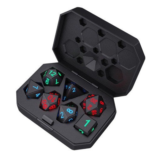7 Pcs Charging Luminous Dice, Light Up DND Dice with Charging Box, Luminous RPG Polyhedral Dice Rechargeable Electronic Dice for RPG Table Games, Dungeons and Dragons