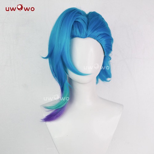 【Pre-sale】Uwowo LOL: Arcane Fractured Jinx Cosplay Costume Wig Long Blue Hair - Normal