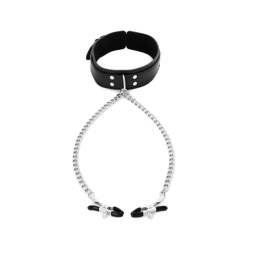 Collar With Nipple Clamps - Black
