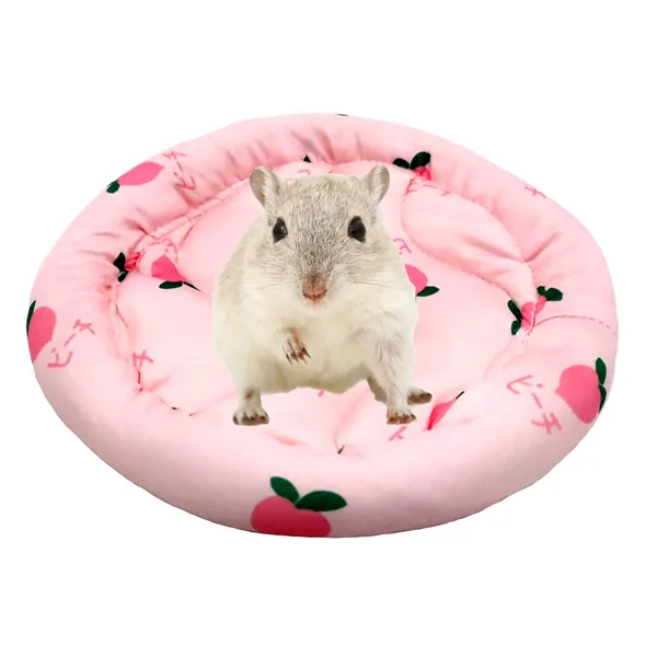 1 Pc Circular Summer Cooling Hamster Bed, Comfortable Sleep Mat Pad Cushion for Hamster/Hedgehog/Squirrel/Mice/Rats/Squirrel/Guinea Pig and Other Small Animals - Pink Cherry
