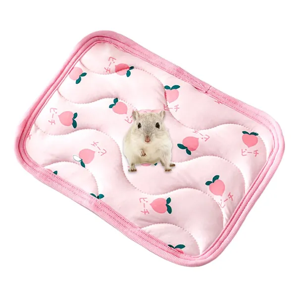 1 Pc Rectangular Summer Cooling Hamster Bed, Comfortable Sleep Mat Pad Cushion for Hamster/Hedgehog/Squirrel/Mice/Rats/Squirrel/Guinea Pig and Other Small Animals - Pink Cherry