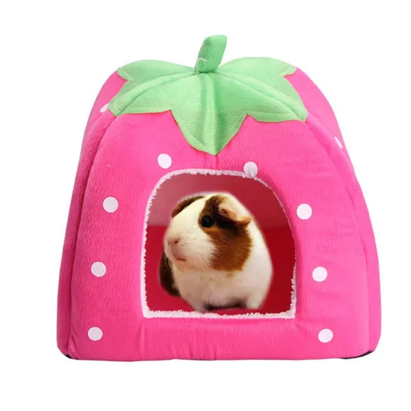 FLAdorepet Rabbit Guinea Pig Hamster House Bed Cute Small Animal Pet Winter Warm Squirrel Hedgehog Chinchilla House Cage Nest Hamster Accessories (9" 9" 10", Rose red)