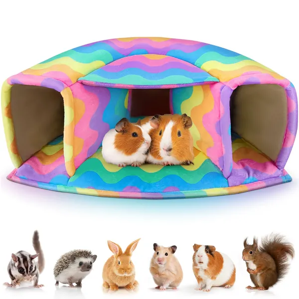 Unicorn Catcher Guinea Pig Hideout Large Guinea Pig Bed Cozy Guinea Pig House Warm Guinea Pig Tunnel Washable Guinea Pig Accessories for Small Pet Hamster/Chinchilla/Bunny