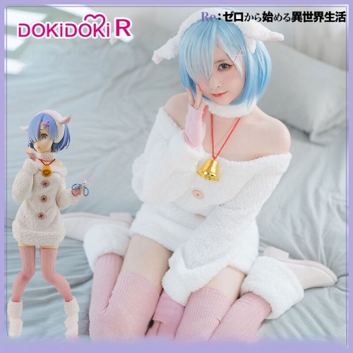 DokiDoki-R Anime Re Life in a different world from zero Rem Sheep Version Cosplay Costume Women Re Zero Cosplay Rem Halloween | S
