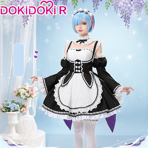 【S/M/L Ready For Ship】DokiDoki-R Anime Re Zero Cosplay Rem/ Ram Costume Maid | S