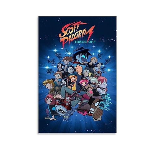 fude Scott Pilgrim Anime Poster Poster 90s Canvas Wall Art Room Aesthetic Decor Posters 24x36inch(60x90cm) - 24x36inch(60x90cm) - Unframe-style