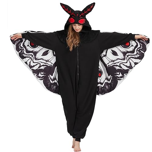MORNINGFLY Mothman Onesie Pajamas Mothman Costume Adult Halloween Onesie Christmas Cosplay Unisex Party Costume - X-Large - Mothman Onesie Pajamas