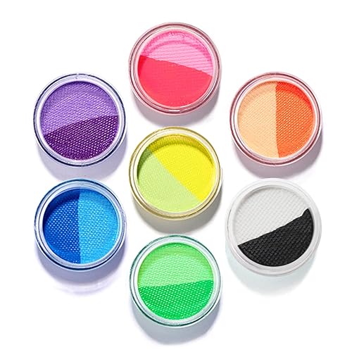 Water Activated Split Cake Eyeliner, UV Blacklight Glow Fluorescent Paint, Onmay 14 Bright Color Retro Graphic Hydra Eye Liner, Body Face Paint, Halloween Makeup (14color) - 14color