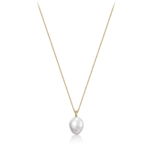 MINI PEARL PENDANT NECKLACE - 14K Gold Plated Sterling Silver