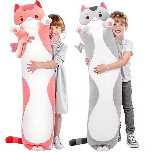 Mewaii Long Cat Plush 5 Sizes, 120% Extra Filling Giant Plushness Kids Body Pillow, Kawaii Cute Pink Cat Stuffed Animals Plushies, Big Long Body Pillow Cat Plush Gift for Girls 53” - Pink Cat 2025 - 53.2in/135cm