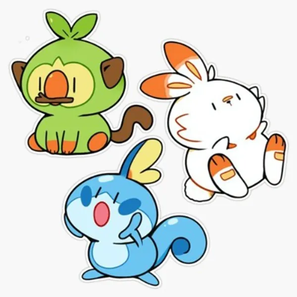 Magnet Sobble, Grookey, Scorbunny Inspiration Magnet Bumper Sticker Car Magnet Flexible Reuseable Magnetic Vinyl 5"