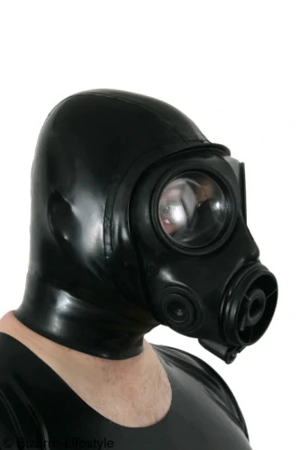 S10 Gas Mask integrated into a latex hood 