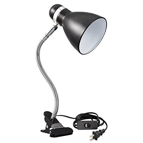 Metal Desk Lamps Clip on Lamp Clip on Light Portable Clamp On Reading Light,Eye-Caring Study Table Lamp with Flexible Goose Neck for Bedroom and Office Home Lighting (Black) - Metal Black