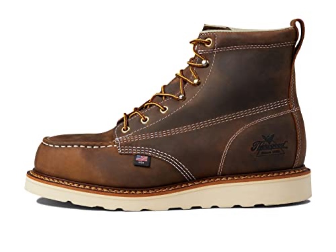 Thorogood American Heritage 6” Steel Toe Work Boots for Men - Full-Grain Leather with Moc Toe, Slip-Resistant Wedge Outsole, and Comfort Insole; EH Rated - 10 - Crazyhorse