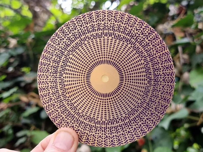 Cymatic Disc 528 Hz - New Version - 2-sided Om healing, gold/copper, beeswax - DNA repair. Sacred Frequency