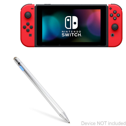 BoxWave Stylus Pen Compatible with Nintendo Switch (Stylus Pen by BoxWave) - AccuPoint Active Stylus, Electronic Stylus with Ultra Fine Tip for Nintendo Switch - Metallic Silver - General Active Stylus