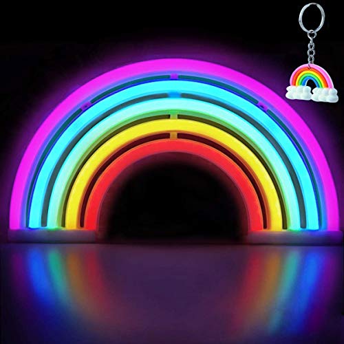 XIYUNTE Neon Rainbow Light, Led Rainbow Neon Light for Wall Decor, USB or Battery Powered Rainbow Neon Sign for Bedroom, Cute Colorful Rainbow Led Sign for Girls Room, Dorm, Party, Wedding - A-Rainbow