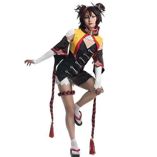 CR ROLECOS Xinyan Cosplay Outfit for Genshin Impact Xinyan Genshin Cosplay Costume Full Set Halloween Suit L - Large - Black Xinyan