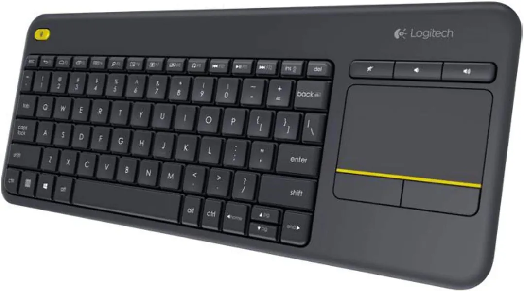 Logitech K400 Plus Wireless Touch TV Keyboard With Easy Media Control And Built-In Touchpad, HTPC Keyboard For PC-Connected TV, Windows, Android, Chrome OS, Laptop, QWERTY UK English Layout - Black