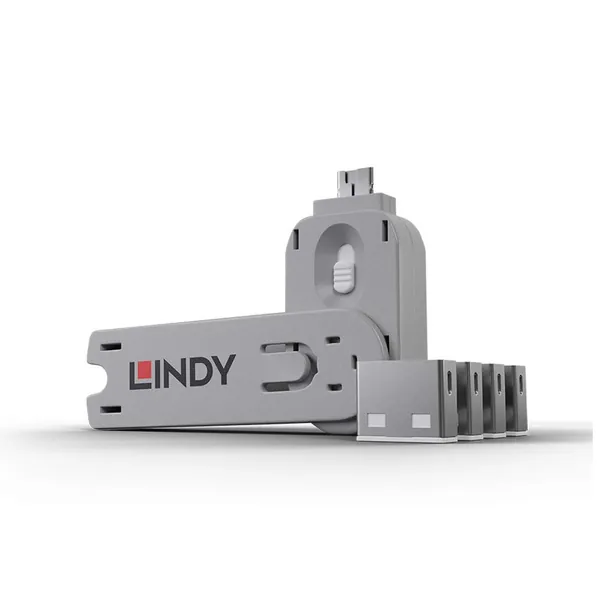 LINDY 40454 USB Port Blocker - Pack of 4 White - White