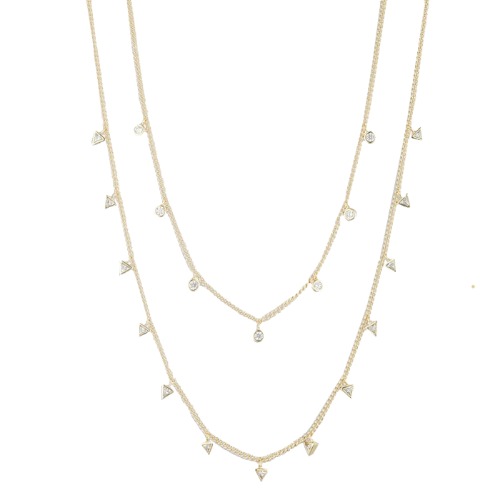 Marguerite Multi Strand Crystal Necklace - 18k Gold Plated