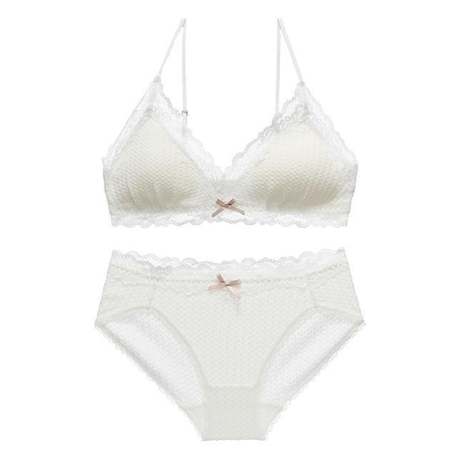 Sweet Valentine Lingerie Set - White / M (A or B Cup)