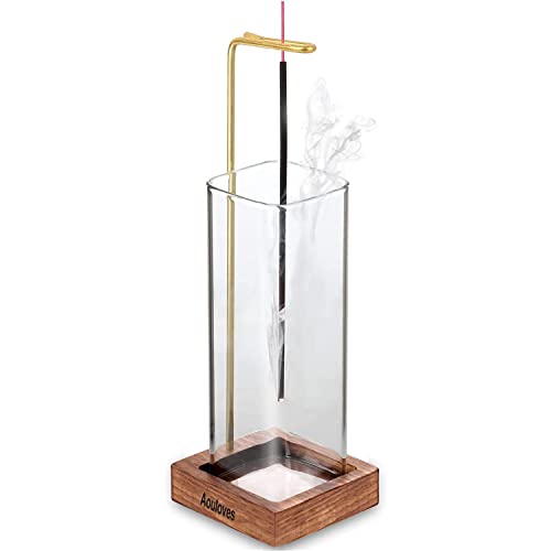 Aouloves Incense Holder for Sticks, Handmade Upside-Down Incense Burner, Wooden Ripple Incense Tray, for Meditation Yoga Spa Room Decor