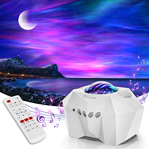 Seianders Aurora Lights Star Projector, Galaxy Projector with Remote Control, Sky Night Light Projector for Kids Adults, Bluetooth Music Speaker, Room Decor for Bedroom/Ceiling/Party/Home (White) - White