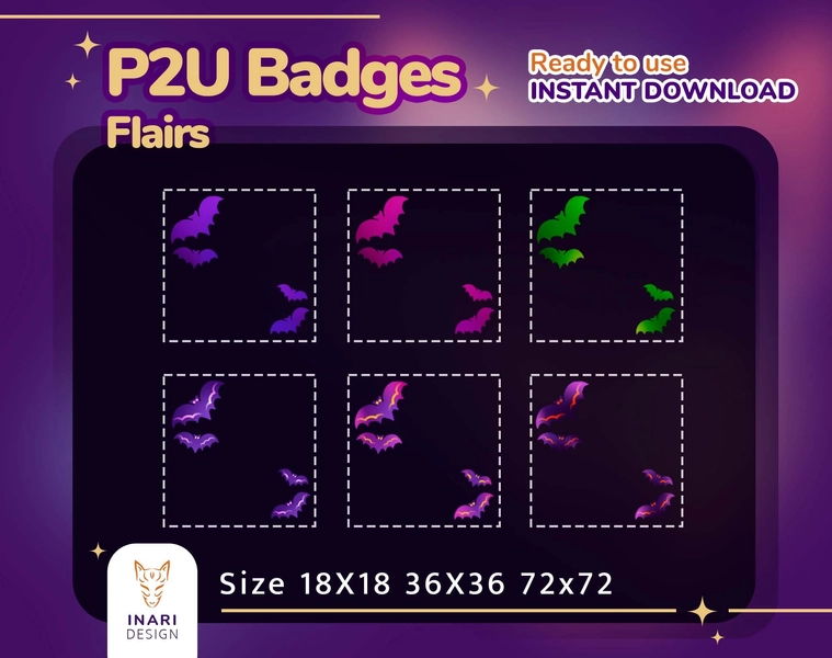 Bat Badges Flair for Twitch  / stream / subscriber / bit badges / emote / bats / scary / spooky