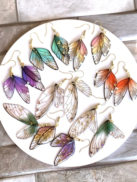 Butterfly wing  handmade  earrings / Enchanted fairy wing earrings/ Fairy wing jewelry/ Butterfly earrings
