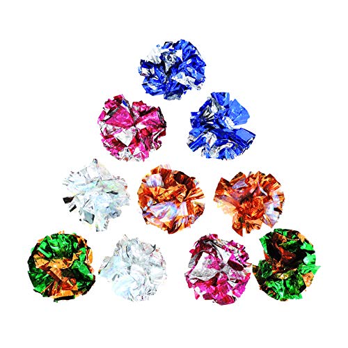 Andiker Cat Crinkle Balls, 2.36 Inches Colorful Balls Chew and Chase Cat Mylar Crinkle Balls Lightweight for Indoor Cats to Keep Fit and Active (10 pcs) - 10pc