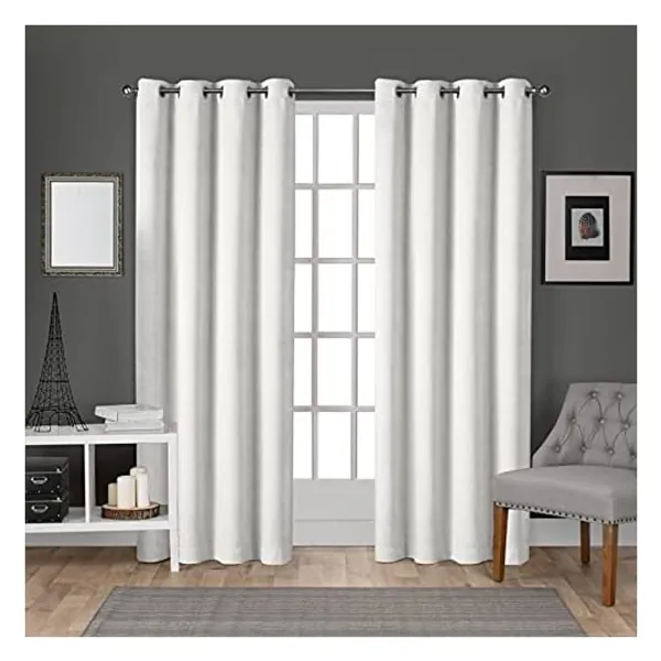 Exclusive Home Curtains Velvet Heavyweight Grommet Top Curtain Panel Pair, 54x108, Winter White, 2 Count