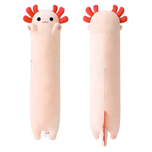 PEACH CAT Cute Long Axolotl Plush Pillow Toy Axolotl Stuffed Animal for Girls and Boys Orange 20" - Orange - 20 inch