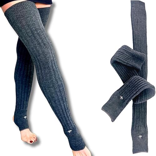 High Thigh Leg Warmers for Women - Long, Thick Socks for Women - Ideal for Ballet, High Socks with Superior Comfort - Large - Grey