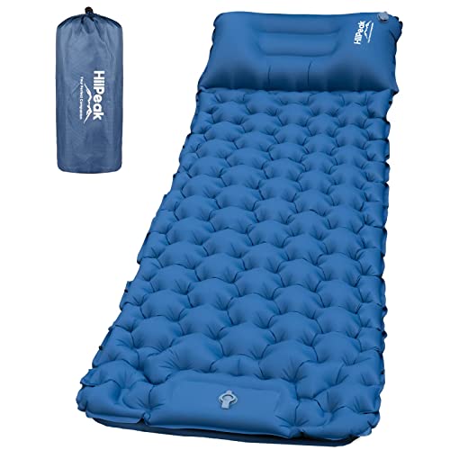 HiiPeak Sleeping Pad - Ultralight Inflatable Sleeping Mat with Built-in Foot Pump, Durable Compact Waterproof Camping Air Mattress for Camping, Backpacking, Hiking, Tent Trap Traveling - Blue