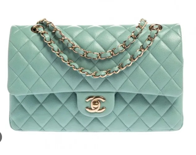 Chanel Mint Green Caviar Leather Double Flap Bag