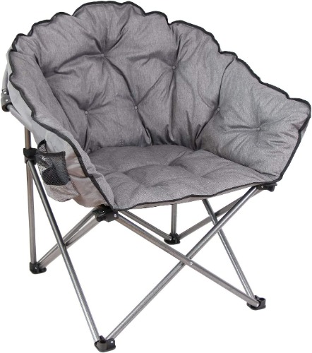 MacSports C932S-129 Padded Cushion Outdoor Folding Lounge Patio Club Chair, Gray - Grey Standard