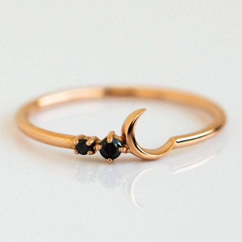 10kt Rose Gold Black Diamond Fly Me to the Moon Ring | 10