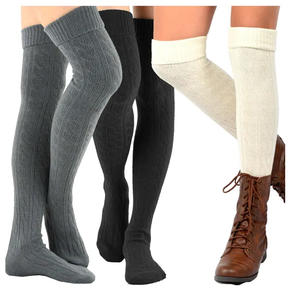 Fashion Socks Long Thigh Highs, Over the Knee Highs, Knee Highs Women Girls Cotton Slouchy Boot Socks