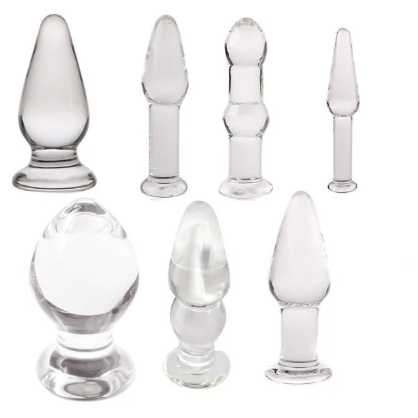 7 Types Set Anal Plug Butt Sex New Top Unique Design Sex Toy Adult Products Crystal Glass Transparent Calabash Shaped Anal Butt Plug Stimulate