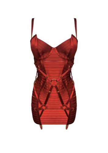 Adjustable Bondage Angela Dress | Burnt Red / S